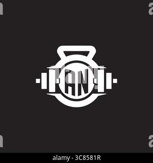 Initialiser UNE idée de conception de logo avec un graphique vectoriel graphique vectoriel graphique d'icône d'haltère simple et de kettlebell Illustration de Vecteur