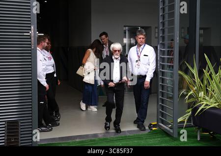 Bernie Ecclestone devant le Grand Prix de Hongrie au Hungaroring à Budapest, Hongrie. Date de la photo : dimanche 3 août 2025. Banque D'Images