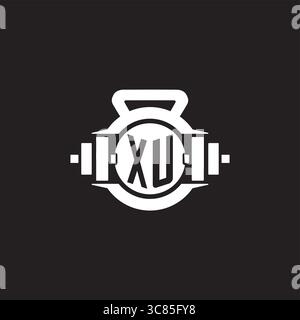 Idées initiales de conception de logo XU avec un graphique vectoriel graphique vectoriel graphique d'icône d'haltère et de kettlebell simple Illustration de Vecteur