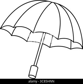 Icône de parapluie à contour mince avec une poignée droite, art vectoriel minimaliste propre pour la sécurité de la pluie, les intempéries et les accessoires urbains Illustration de Vecteur