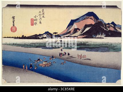 Odawara Sakawa-gawa, de la série cinquante-trois stations du Tōkaidō. Utagawa Hiroshige. xixe siècle. Banque D'Images