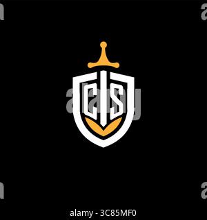 Lettre créative CS logo jeu esport avec graphique vectoriel bouclier Illustration de Vecteur