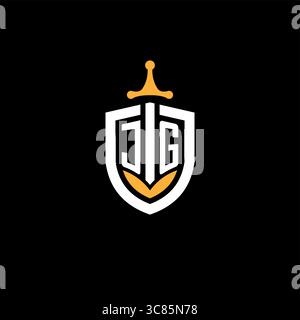 Lettre créative JG logo gaming esport avec graphique vectoriel Shield Illustration de Vecteur