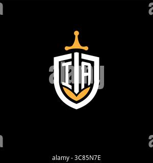 Lettre créative IA logo jeu esport avec graphique vectoriel bouclier Illustration de Vecteur