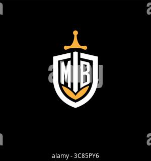 Lettre créative MB logo jeu esport avec graphique vectoriel bouclier Illustration de Vecteur