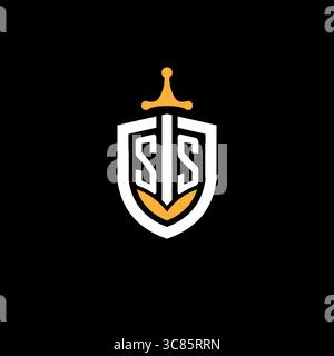 Lettre créative SS logo jeu esport avec graphique vectoriel bouclier Illustration de Vecteur