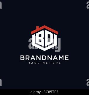 Lettre initiale BD logo avec des idées de conception de forme hexagonale de toit de maison vecteur graphique graphique Illustration de Vecteur