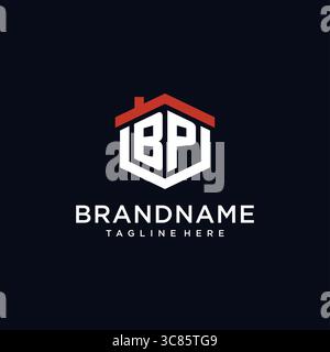 Lettre initiale BP logo avec des idées de conception de forme hexagonale de toit de maison vecteur graphique graphique Illustration de Vecteur