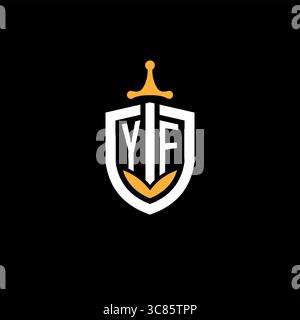 Lettre créative YF logo jeu esport avec graphique vectoriel bouclier Illustration de Vecteur
