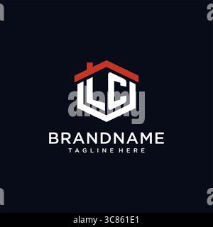 Lettre initiale LC logo avec des idées de conception de forme hexagonale de toit de maison vecteur graphique graphique Illustration de Vecteur