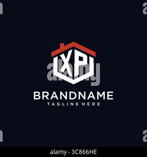Lettre initiale XP logo avec des idées de conception de forme hexagonale de toit de maison vecteur graphique graphique Illustration de Vecteur
