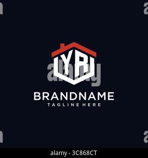 Lettre initiale YR logo avec des idées de conception de forme hexagonale de toit de maison vecteur graphique graphique Illustration de Vecteur