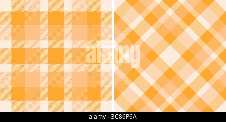 Deux motifs écossais orange pastel sans couture. Parfait pour la conception textile, les arrière-plans de site Web ou les projets fallthemed. Ces textures polyvalentes offrent un Illustration de Vecteur