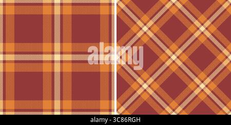 Motifs à carreaux automnaux chauds, parfaits pour les motifs fallthemed. Deux textures sans couture offrent des options polyvalentes pour les arrière-plans, les textiles ou les BR saisonnières Illustration de Vecteur