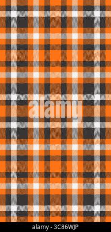 Motif écossais orange, noir et blanc éclatant. Parfait pour les dessins automnaux, la mode d'automne, les projets d'Halloween ou les textures textiles. Cette réf. Sans couture Illustration de Vecteur