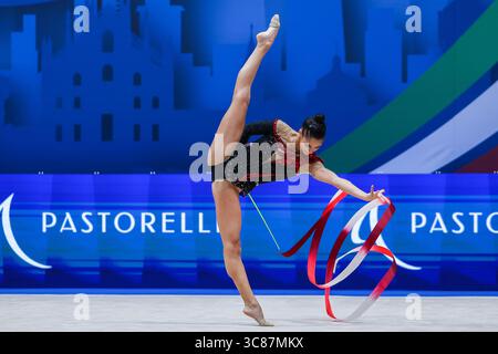 Sofia Raffaeli (ITA) vue lors de la finale de la Coupe du monde de gymnastique rythmique FIG 2025 Milan au Forum Unipol Banque D'Images