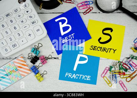 Abréviation BSP de Best Security Practice expression textuelle du concept commercial et financier Banque D'Images