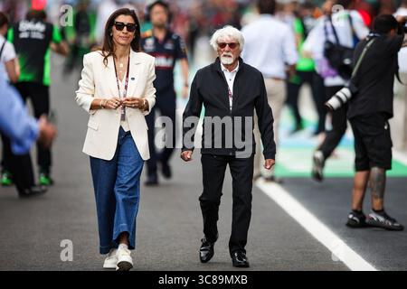 Budapest, Hongrie. 3 août 2025. Bernie Ecclestone (GBR) et son épouse Fabiana Flosi, Grand Prix de F1 de Hongrie à Hungaroring le 3 août 2025 à Budapest, Hongrie. (Photo de HOCH Zwei) crédit : dpa/Alamy Live News Banque D'Images