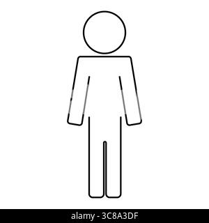 Icône minimaliste de figure de bâton de symbole humain neutre de genre Illustration de Vecteur