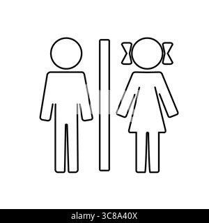 Symboles minimalistes des toilettes masculines et féminines en noir et blanc Illustration de Vecteur