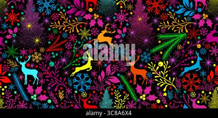 Fond sans couture noël coloré. Pas IA. Illustration vectorielle Illustration de Vecteur