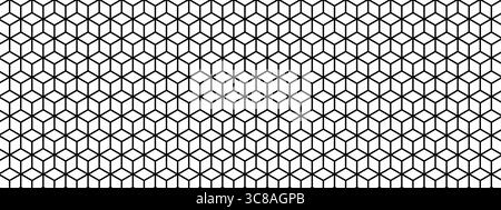 Motif en forme de cube. Carrés répétés en projection isométrique. Sol carrelé ou mosaïque murale. Imprimé géométrique abstrait minimaliste. Papier peint avec des formes de diamant. Illustration graphique vectorielle. Illustration de Vecteur