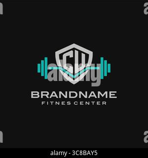 Design de logo CU de lettre créative pour le graphisme vectoriel de gymnastique ou de fitness Illustration de Vecteur
