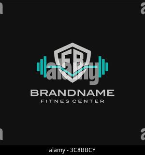 Design de logo Creative Letter FB pour le graphisme vectoriel de gymnastique ou de fitness Illustration de Vecteur
