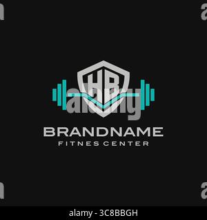 Design de logo Creative Letter HB pour le graphisme vectoriel de gymnastique ou de fitness Illustration de Vecteur