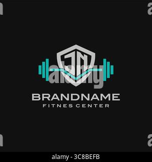 Lettre créative JN logo design pour gymnase ou graphique vectoriel de fitness Illustration de Vecteur