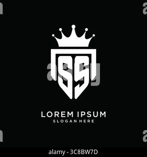 Lettre SS logo monogramme style d'emblème avec modèle de conception de forme de couronne vecteur graphique graphique graphique Illustration de Vecteur