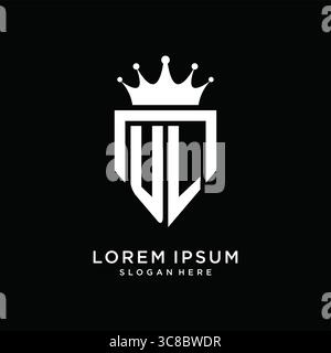 Lettre UL logo monogramme style emblématique avec modèle de conception de forme de couronne vecteur graphique graphique Illustration de Vecteur