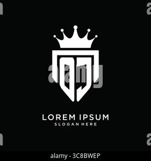 Lettre JO logo monogramme style emblématique avec modèle de conception de forme de couronne vecteur graphique graphique Illustration de Vecteur