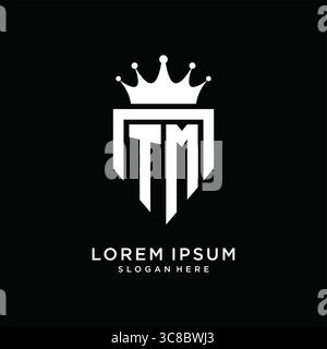 Lettre TM logo monogramme style emblématique avec modèle de conception de forme de couronne vectorielle graphique vectorielle graphique Illustration de Vecteur