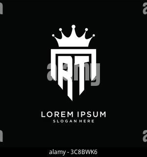 Lettre RT logo monogramme style emblématique avec modèle de conception de forme de couronne vectorielle graphique vectorielle graphique Illustration de Vecteur