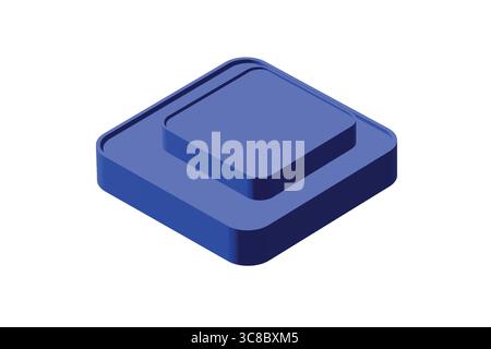 Moderne, rendu 3D carré empilé, bleu Indigo. Illustration de Vecteur