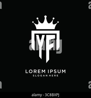 Lettre YF logo monogramme style d'emblème avec modèle de conception de forme de couronne vecteur graphique graphique graphique Illustration de Vecteur