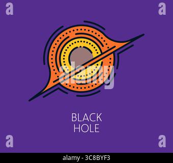 Icône de ligne de couleur de trou noir d'astronomie spatiale. Galaxy Outerspace recherche ou découverte icône de ligne mince, icône de vecteur linéaire de voyage spatial. Signe linéaire d'exploration cosmos ou symbole de contour de vol astronomique Illustration de Vecteur