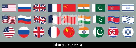 Collection de drapeaux nationaux du monde entier. Illustration de Vecteur