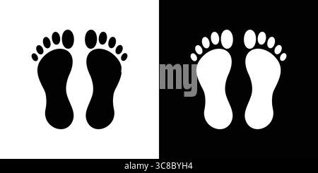 Simple paire d'icônes d'empreintes en noir et blanc. Illustration de Vecteur
