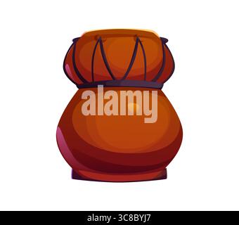 Police musicale de dessin animé numéro 8 comme tambour jembe africain traditionnel, police d'instrument de musique, symbole mathématique drôle de divertissement. Musicien vectoriel isolé numéral huit caractères pour l'apprentissage des mathématiques Illustration de Vecteur