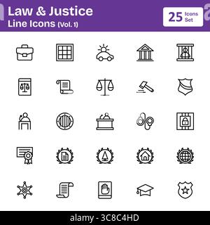 Icônes de ligne droit et justice (Vol. 1) Illustration de Vecteur