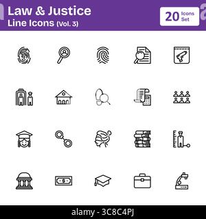 Icônes de ligne droit et justice (Vol. 3) Illustration de Vecteur