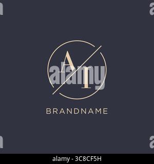 Lettre initiale ai logo avec simple ligne de cercle élégant look monogramme style graphique vectoriel de style de logo Illustration de Vecteur