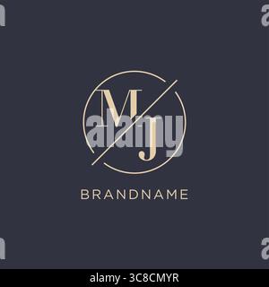 Lettre initiale MJ logo avec simple ligne de cercle élégant look monogramme style graphique vectoriel de style de logo Illustration de Vecteur