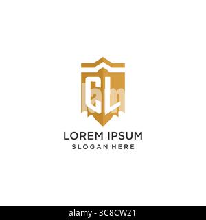 Logo Monogram CL avec forme géométrique de bouclier, graphique vectoriel de conception de logo initial de luxe élégant Illustration de Vecteur