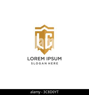 Logo monogramme LC avec forme géométrique de bouclier, graphique vectoriel de conception de logo initial de luxe élégant Illustration de Vecteur