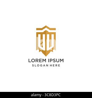 Logo Monogram UU avec forme géométrique de bouclier, élégant graphique vectoriel de conception de logo initial de luxe Illustration de Vecteur