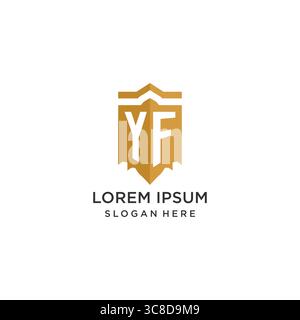 Logo Monogram YF avec forme géométrique de bouclier, élégant graphique vectoriel de conception de logo initial de luxe Illustration de Vecteur