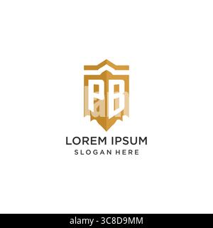 Logo Monogram PB avec forme géométrique de bouclier, graphique vectoriel de conception de logo initial de luxe élégant Illustration de Vecteur